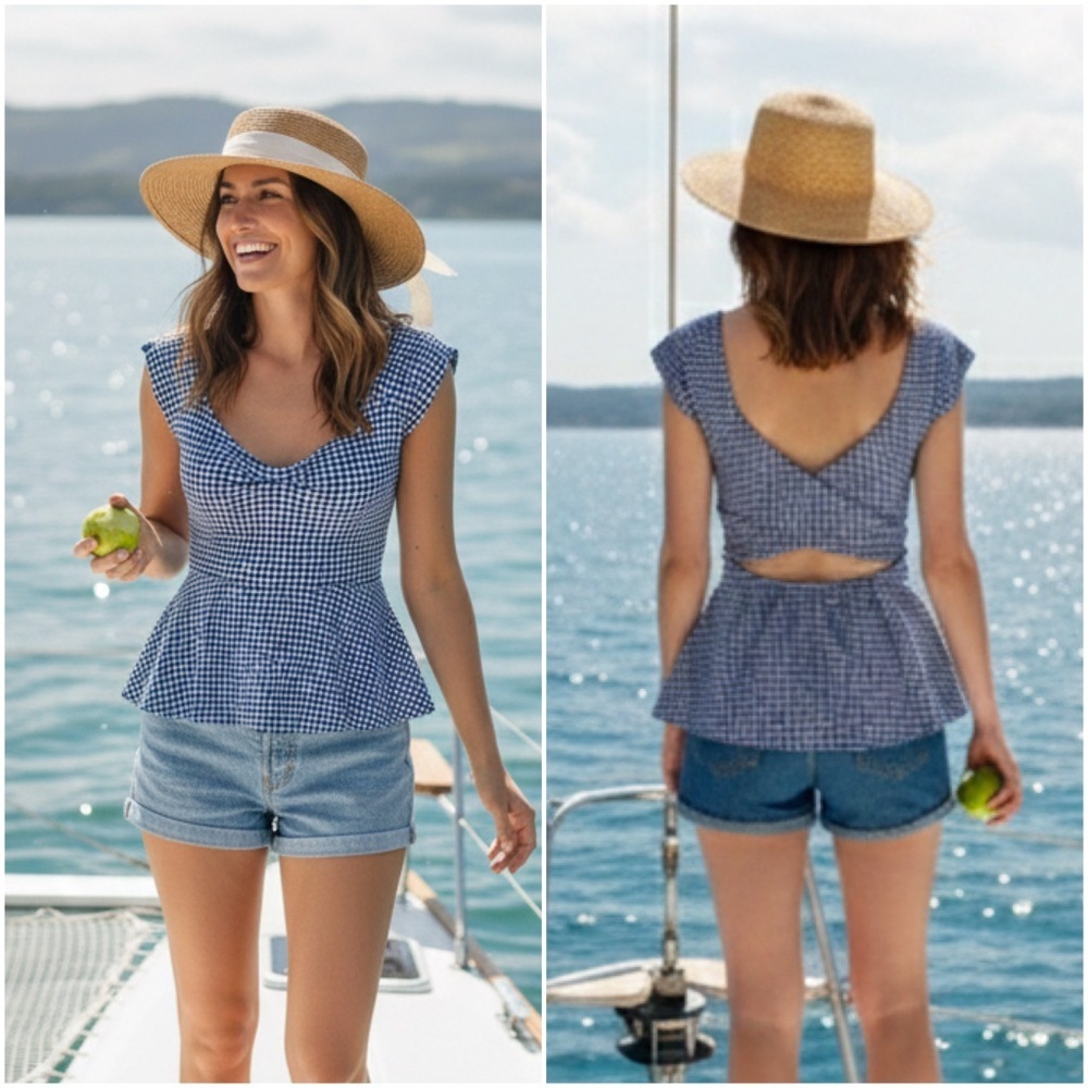 Anthropologie | Deletta Criss Cross Back Peplum Top